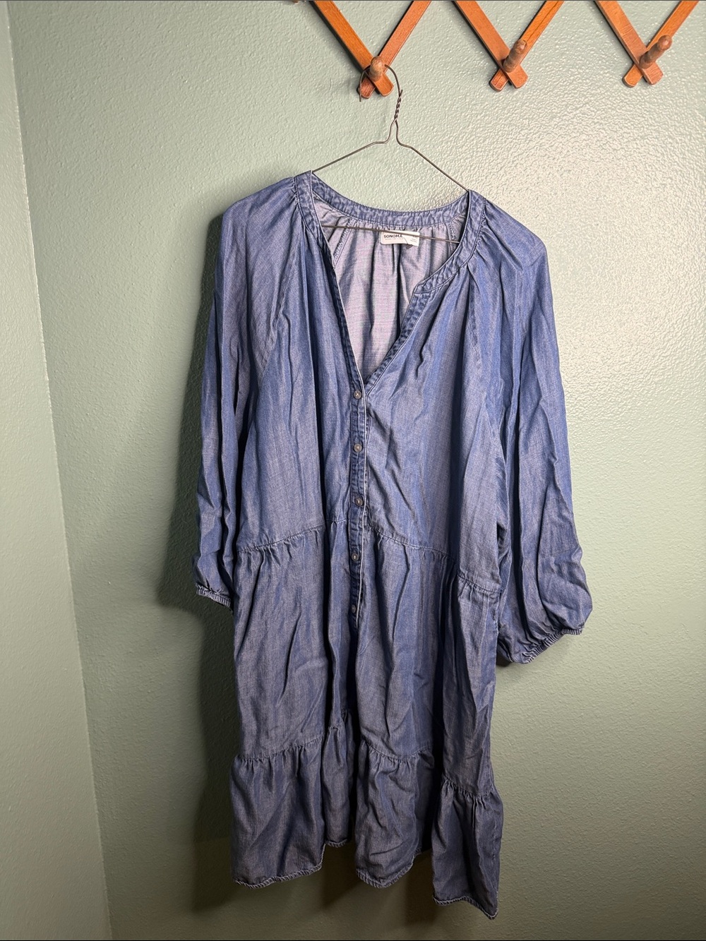 Sonoma Blue Button-Front Tiered Dress